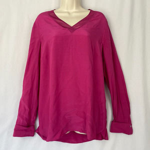 Soft Surroundings Alita Tunic Top Womens Medium Magenta V Neck Slinky Viscose